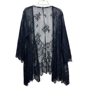 Moral Fiber Black Floral Lace Kimono Romantic Plus 1X Whimsigoth Victorian Chic